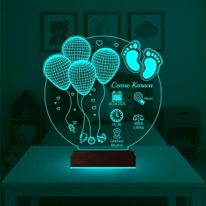 Bebek Odası Hediye Balonlu Doğum Hediyesi Kişiye Özel 3D Lamba - Masa Gece Lambası Bebek Odası Hediye Balonlu Doğum Hediyesi Kişiye Özel 3D Lamba - Masa Gece Lambası