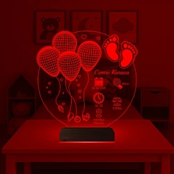 Bebek Odası Hediye Balonlu Doğum Hediyesi Kişiye Özel 3D Lamba - Masa Gece Lambası Bebek Odası Hediye Balonlu Doğum Hediyesi Kişiye Özel 3D Lamba - Masa Gece Lambası