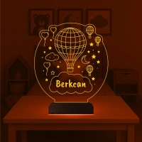 Çocuk Odası Hediye Balon Kalp Kişiye Özel 3D Lamba - Masa Gece Lambası