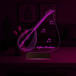 Saz Bağlama Müzisyen Hediye Nota Kişiye Özel 3D Lamba - Masa Gece Lambası Saz Bağlama Müzisyen Hediye Nota Kişiye Özel 3D Lamba - Masa Gece Lambası