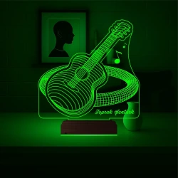 Klasik Gitar Enstrüman Gitarist Hediye Kişiye Özel 3D Lamba - Masa Gece Lambası