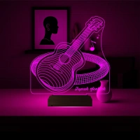Klasik Gitar Enstrüman Gitarist Hediye Kişiye Özel 3D Lamba - Masa Gece Lambası