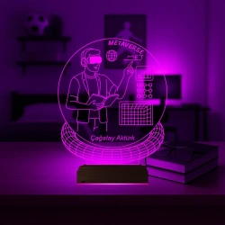 Metaverse Bilgisayar Yazılımcı Kişiye Özel 3D Lamba - Masa Gece Lambası