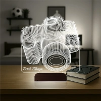 Fotoğraf Makinesi Fotoğrafçı Blogger Hediye Kişiye Özel 3D Lamba - Masa Gece Lambası