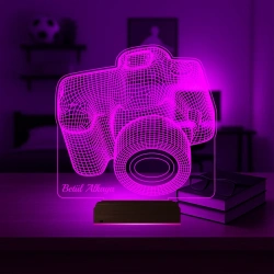 Fotoğraf Makinesi Fotoğrafçı Blogger Hediye Kişiye Özel 3D Lamba - Masa Gece Lambası