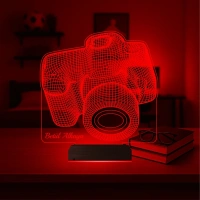 Fotoğraf Makinesi Fotoğrafçı Blogger Hediye Kişiye Özel 3D Lamba - Masa Gece Lambası