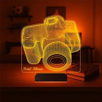 Fotoğraf Makinesi Fotoğrafçı Blogger Hediye Kişiye Özel 3D Lamba - Masa Gece Lambası