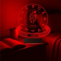 İkizler Burcu Gemini Astroloji Doğum Günü Hediyesi Kişiye Özel 3D Lamba - Masa Gece Lambası
