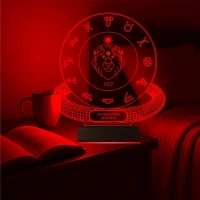 Aslan Burcu Leo Astroloji Doğum Günü Hediyesi Kişiye Özel 3D Lamba - Masa Gece Lambası