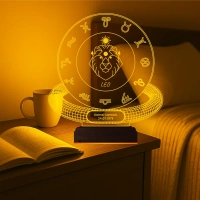 Aslan Burcu Leo Astroloji Doğum Günü Hediyesi Kişiye Özel 3D Lamba - Masa Gece Lambası
